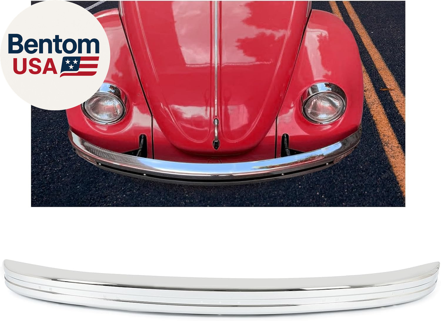 Front Bumper Assembly Compatible with 1968-1973 Volkswagen Beetle/Super Beetle S Front Bumper Assembly Compatible with 1968-1973 Volkswagen Beetle/Super Beetle S