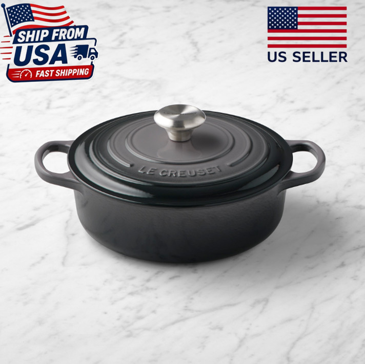Le Creuset Signature Enameled Cast Iron Round Wide Dutch Oven, 3.5-Qt, Oyster Le Creuset Signature Enameled Cast Iron Round Wide Dutch Oven, 3.5-Qt, Oyster