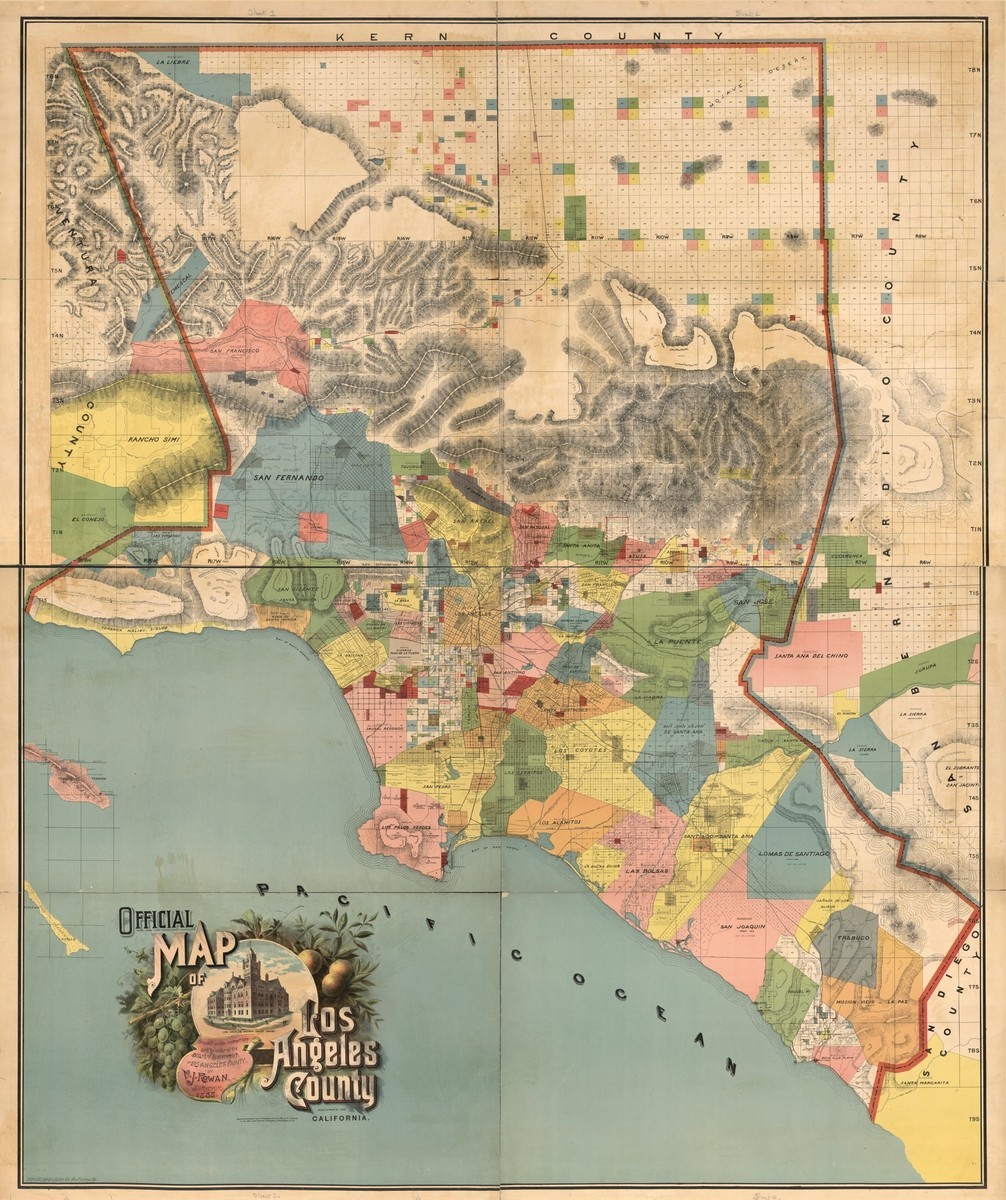 Los Angeles California Vintage Map Travel Poster Los Angeles California Vintage Map Travel Poster