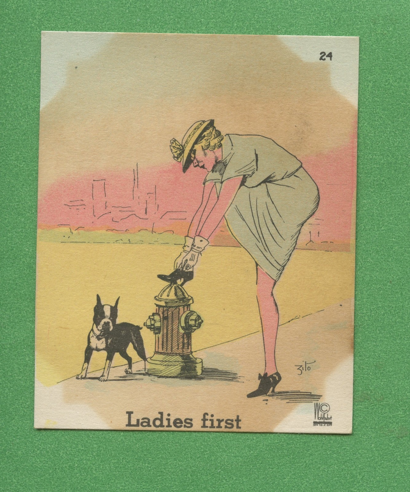 1937 Dogs by Zito No 24 Ladies First Boston Terrier Vintage Trading Card