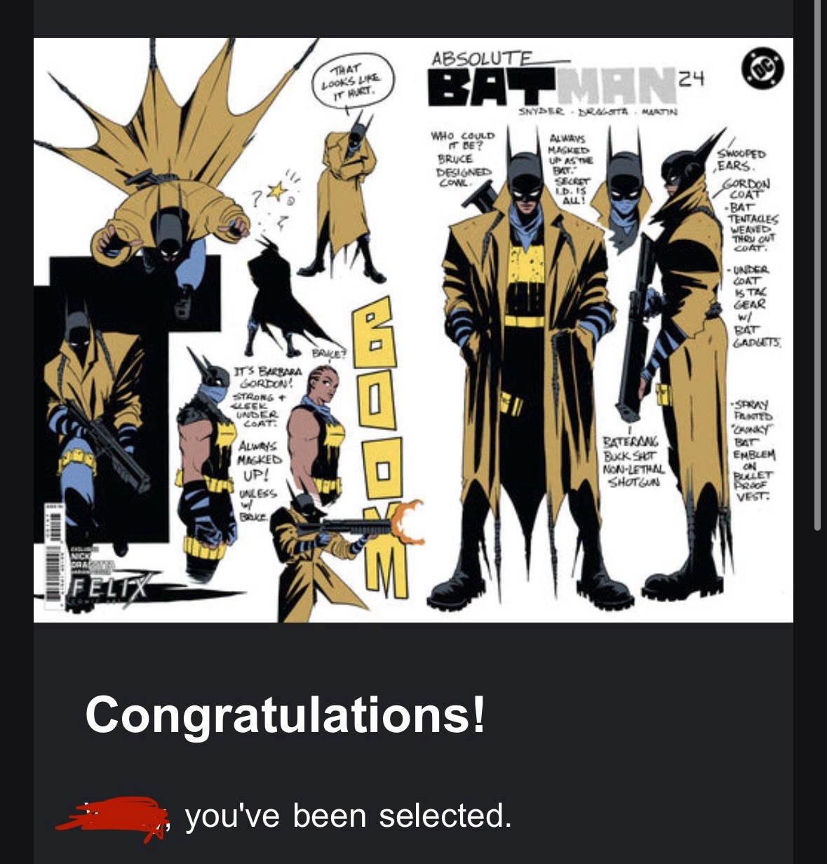 Absolute Batman #24 Felix Comic Art Foil Cover presale