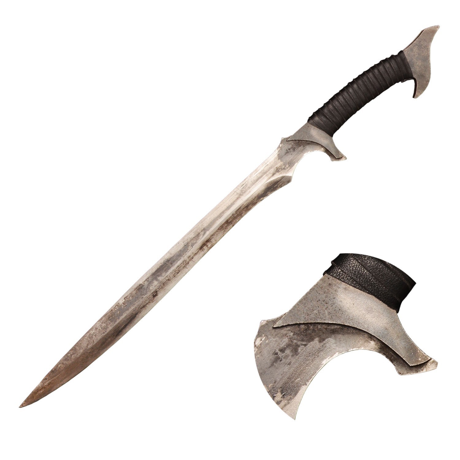 Full Tang Spring Steel Medieval Fantasy Sword, Cord Wrap Handle Leather Sheath. Full Tang Spring Steel Medieval Fantasy Sword, Cord Wrap Handle Leather Sheath.