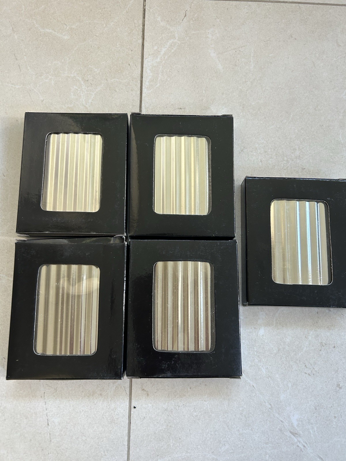 CLOSEOUT Metal Chrome Tobacco Smoking Pocket Size Case Ripple Design Five Pieces