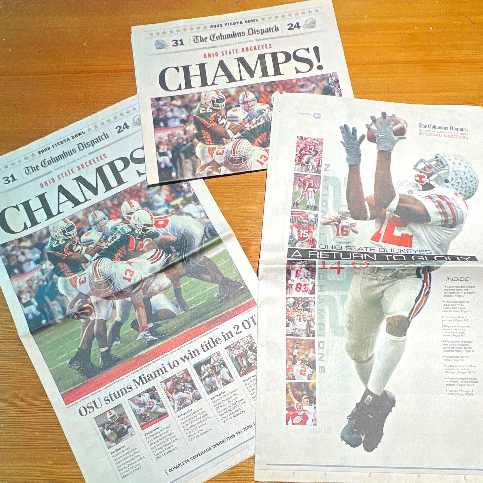 2003 Ohio State Buckeyes National Champions Columbus Dispatch CHAMPS Newspapers