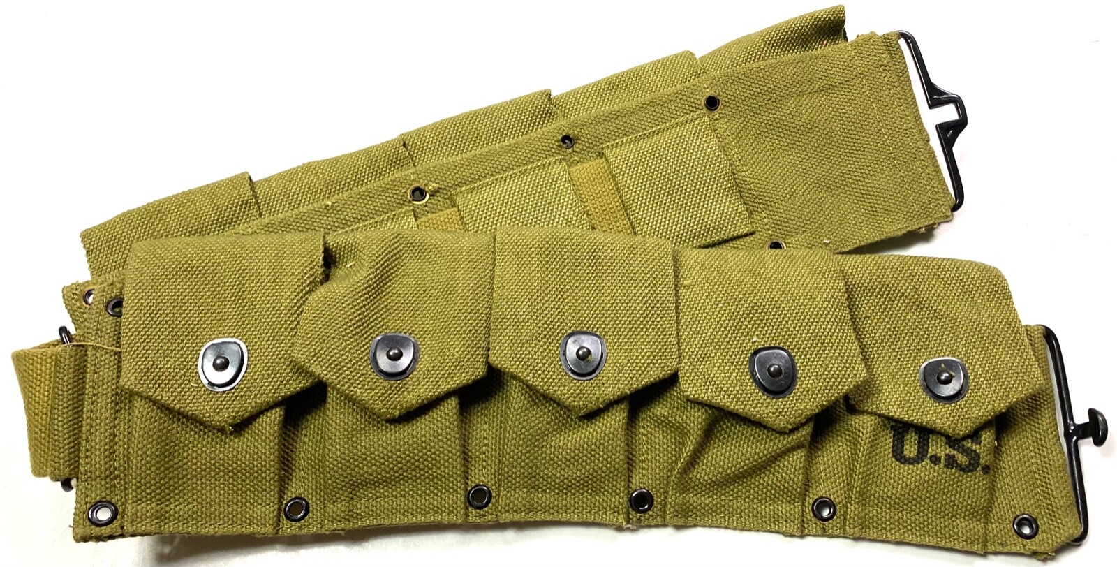 WWII US M1 GARAND RIFLE 10 POCKET AMMO BELT OD#3 
