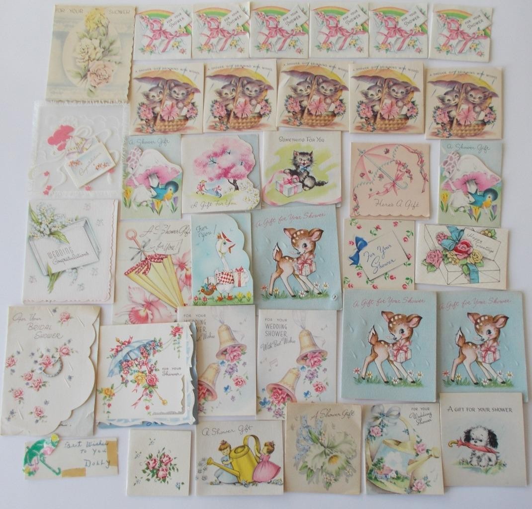 36 Vintage Bridal Shower and Wedding Cards From 1949 Some Repeats Some Unique 36 Vintage Bridal Shower and Wedding Cards From 1949 Some Repeats Some Unique