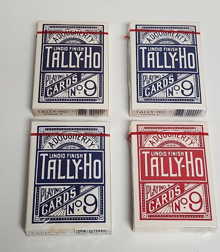 Tally-Ho No.9 Fan Back Poker Cards 1 Red 3 Blue Sealed New Tally-Ho No.9 Fan Back Poker Cards 1 Red 3 Blue Sealed New