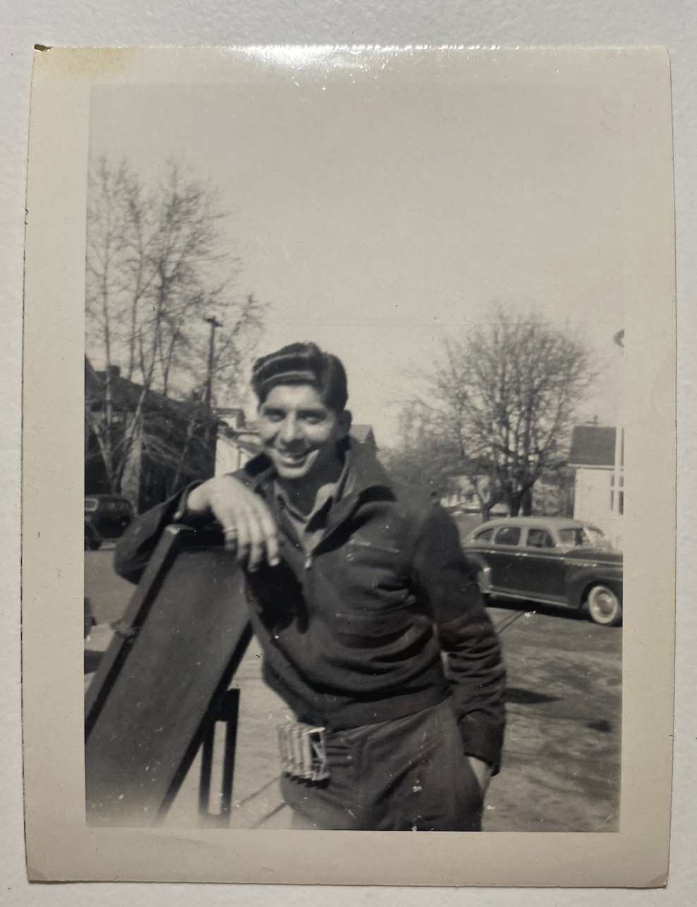 Vintage 1940s Texaco Gas Station Employee Photo Hamilton Ohio Uniform 1941 Car