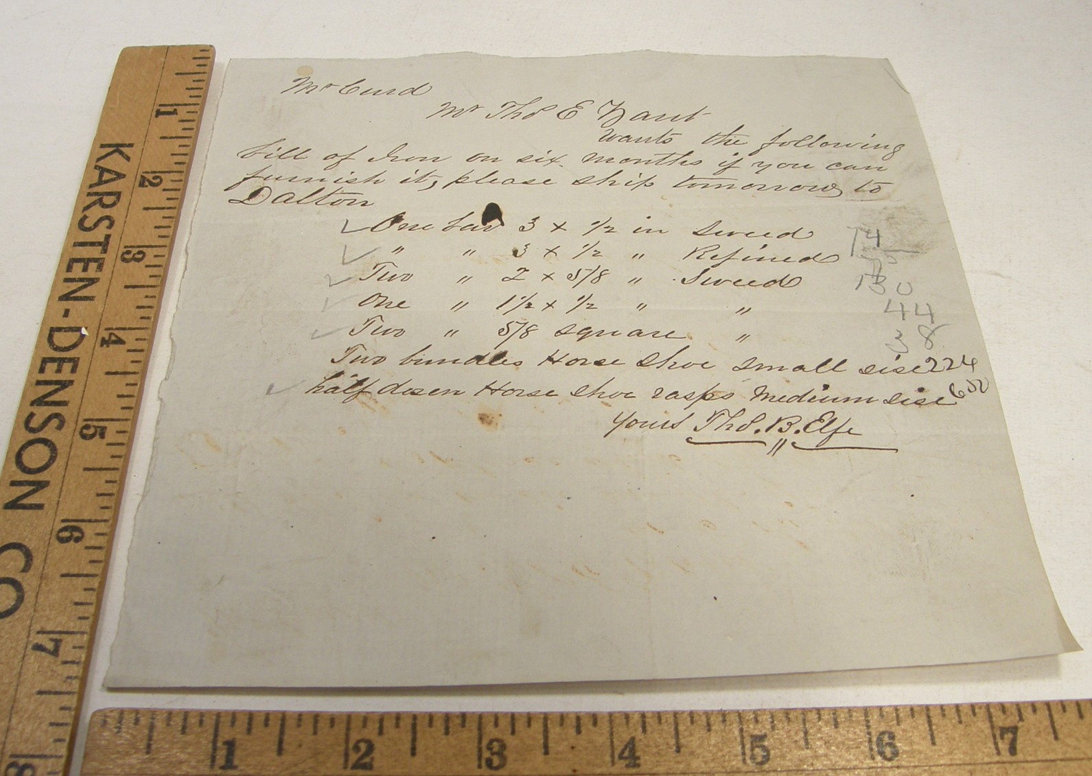 ANTIQUE 1850\'S LETTER THOMAS BLANEY ELFE MACON GEORGIA BIBB COUNTY
