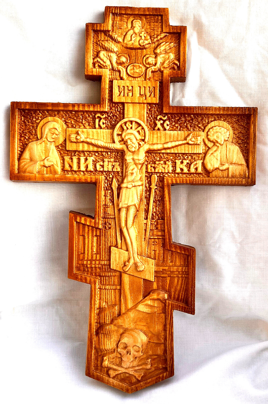 Big Cross Wooden Crucifix Wall Christian Wood Vintage Carved Christ Religious