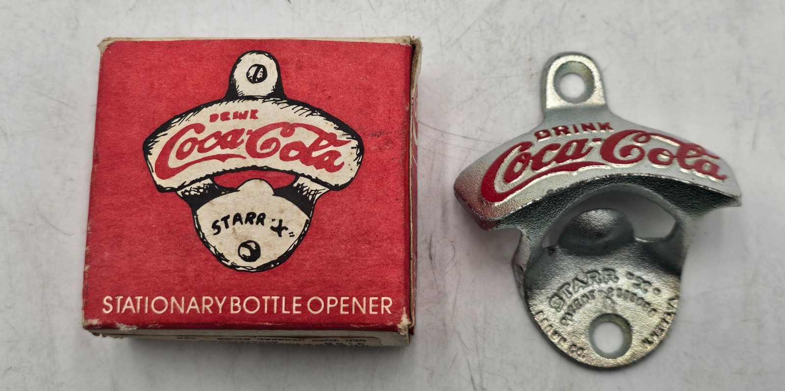 Vintage Starr “X” Coca-Cola Stationary Bottle Opener Wall Mount In Original Box