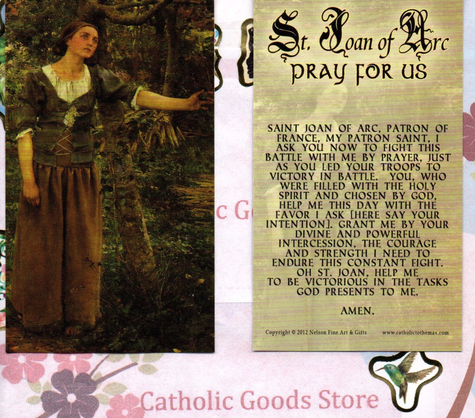 St. Joan of Arc with Prayer to Saint Joan of Arc - Paperstock Holy Card 