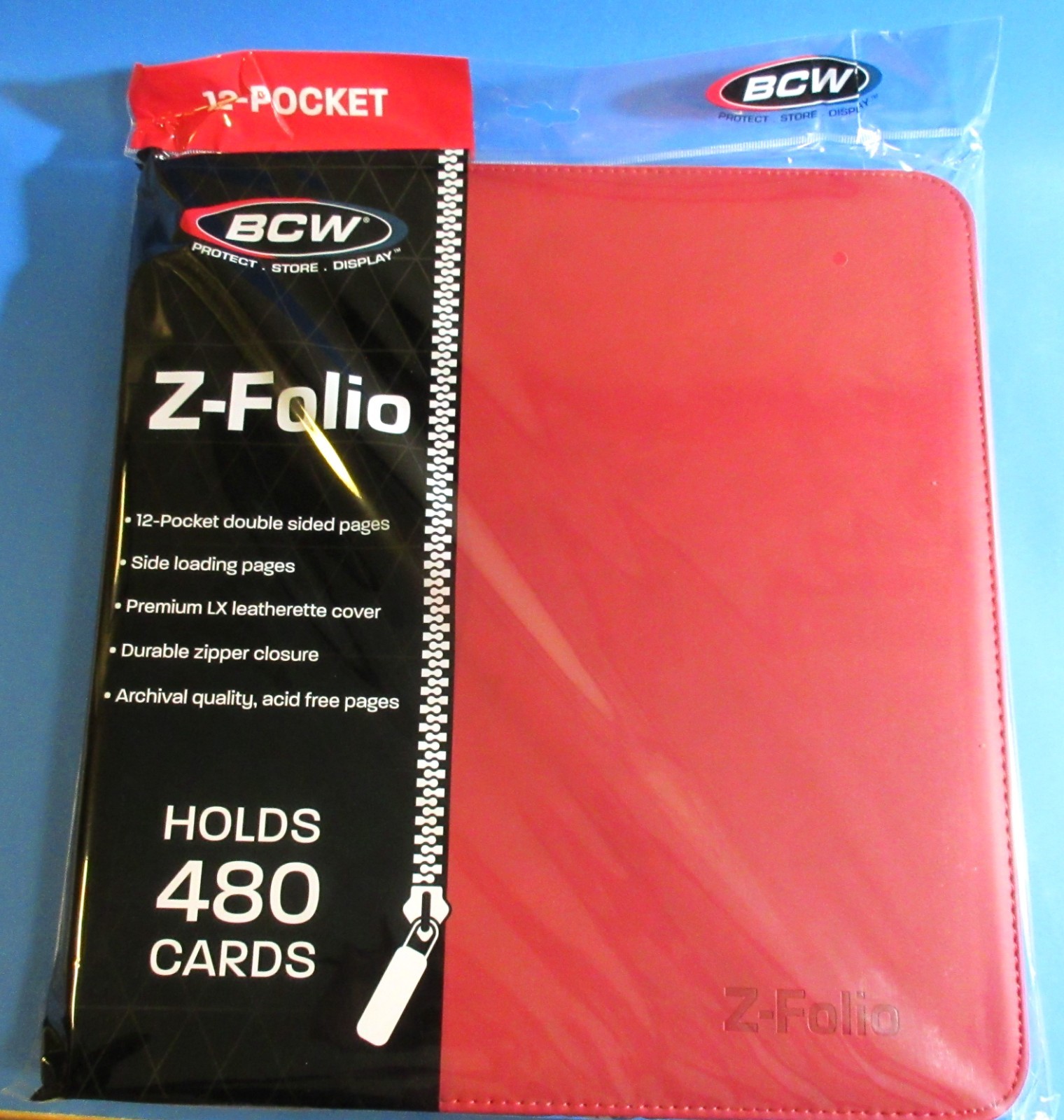 ZIPPER PORTFOLIO, RED GAMING Z-FOLIO 12-POCKET LX ALBUM, HOLDS 480 CARDS ZIPPER PORTFOLIO, RED GAMING Z-FOLIO 12-POCKET LX ALBUM, HOLDS 480 CARDS