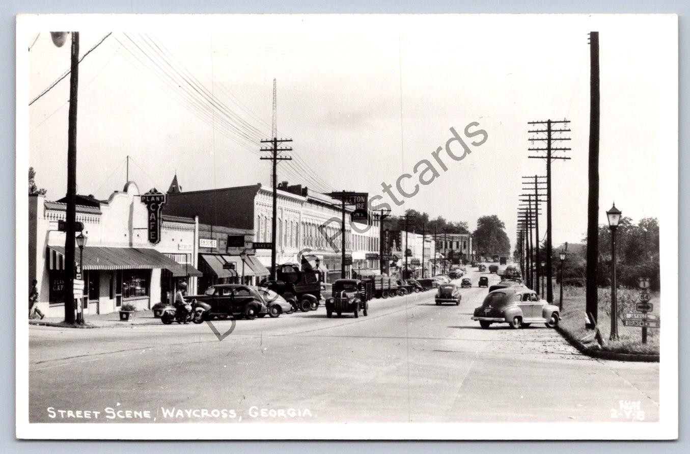 K64/ Waycross Georgia RPPC Postcard c1940s Street Scene Stores Cline 302 K64/ Waycross Georgia RPPC Postcard c1940s Street Scene Stores Cline 302