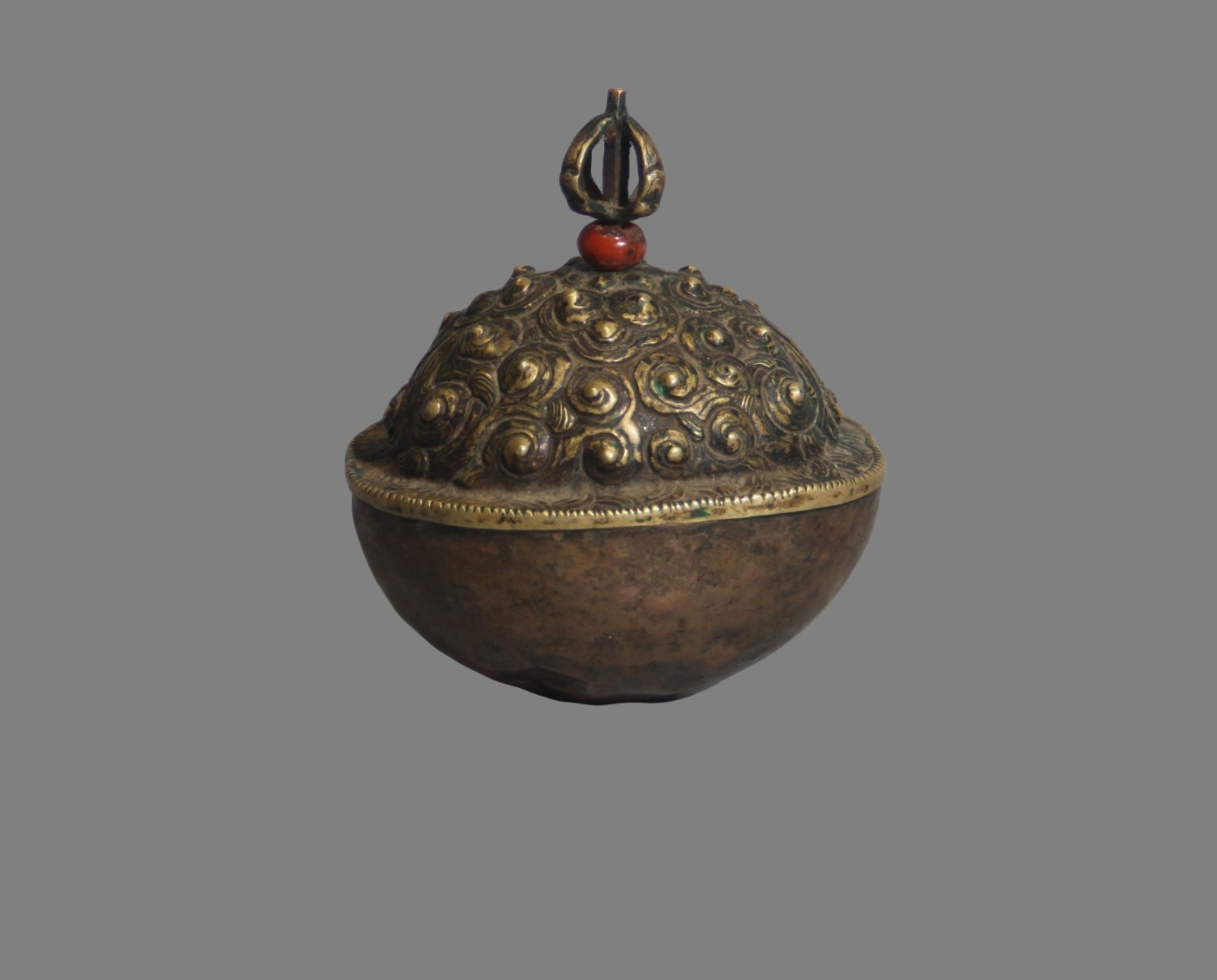 Real Tibet 18th Century Old Antique Buddhist Alloy Copper Kapala Offering Bowl
