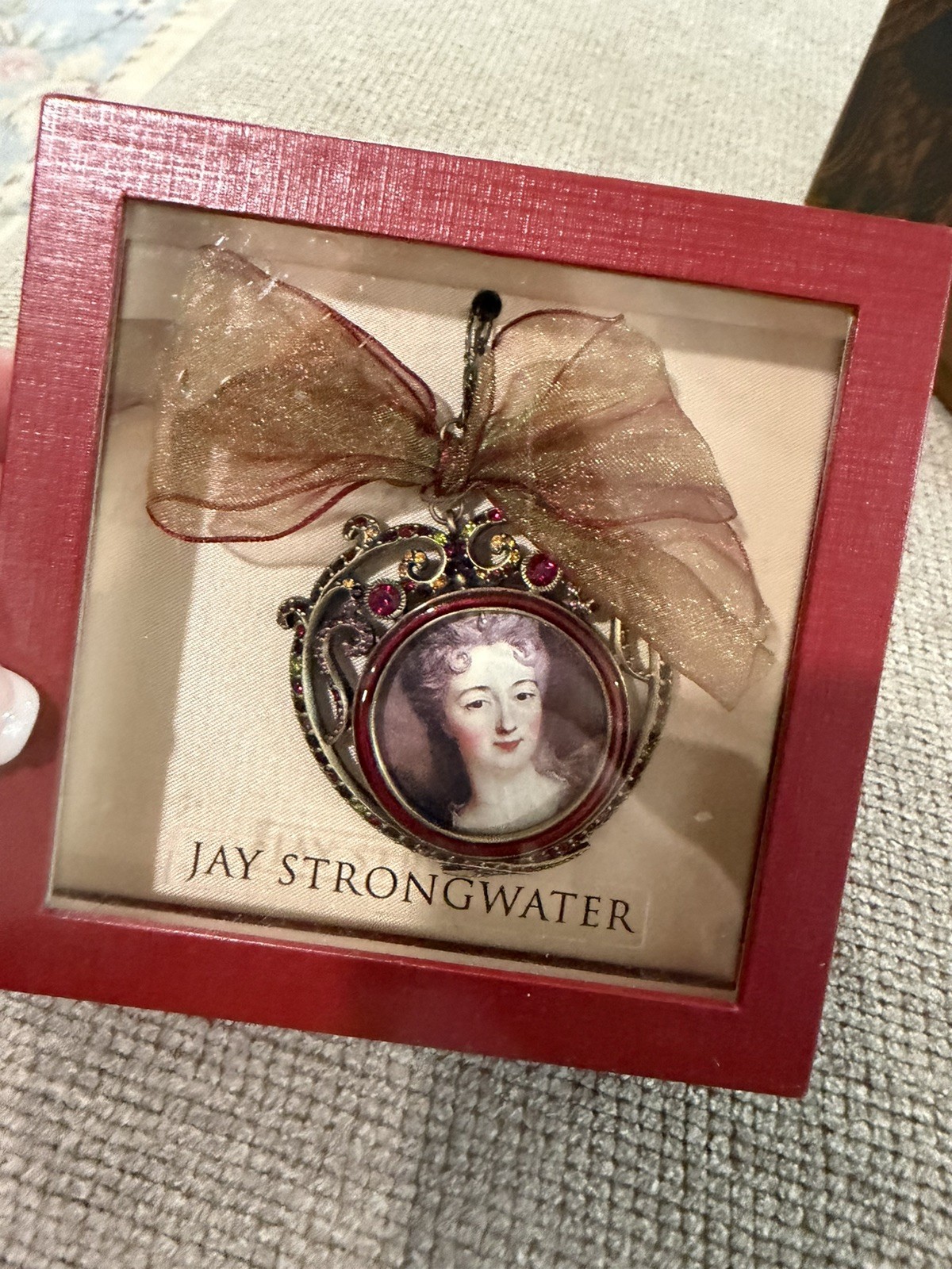 Jay Strongwater Jeweled Portrait Hanging Pendant Frame W/ Swarovski Crystals