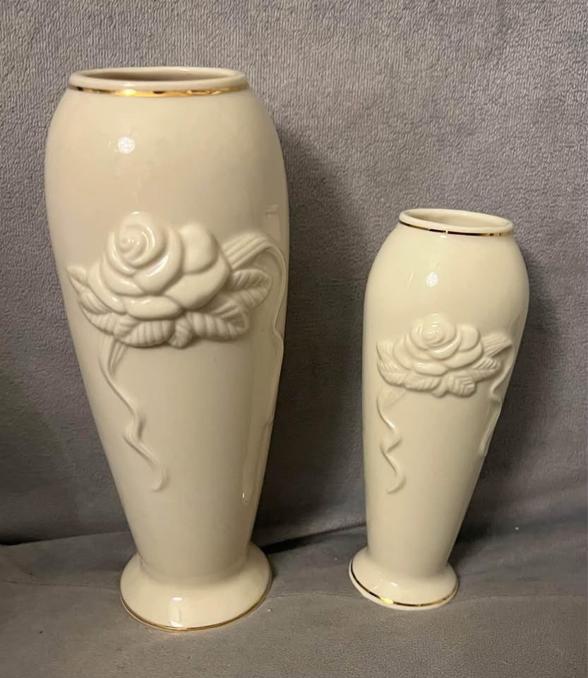 Vintage Lenox Rose Blossom Vases set of 2 Great Gift