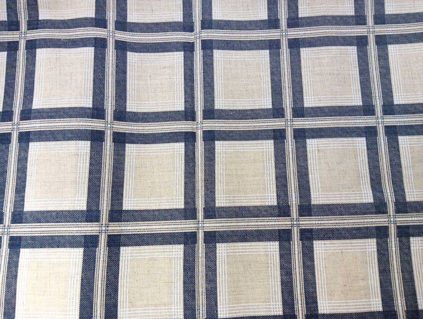 Omega Textile Fabric Upholstery Blue Cream White Square 3 YRDS Decor Vintage MCM Omega Textile Fabric Upholstery Blue Cream White Square 3 YRDS Decor Vintage MCM
