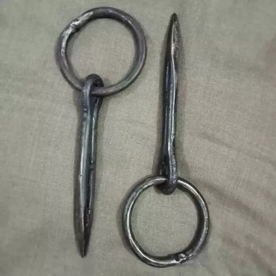 2 Piece Wrought Tethering Ring on Pin ~ Game Hook , Blacksmith Hardware 2 Piece Wrought Tethering Ring on Pin ~ Game Hook , Blacksmith Hardware