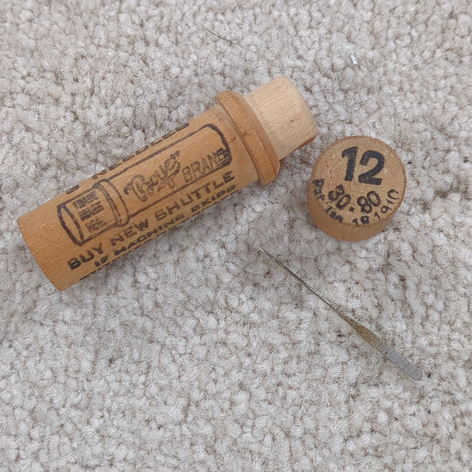 Boye Brand Needle Company Wooden Sewing Needle Case & Needle Vintage