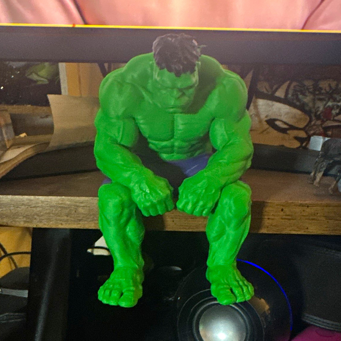 Hulk Marvel Sitting Pose 3d printed hand painted version 4” figure model Hulk Marvel Sitting Pose 3d printed hand painted version 4” figure model