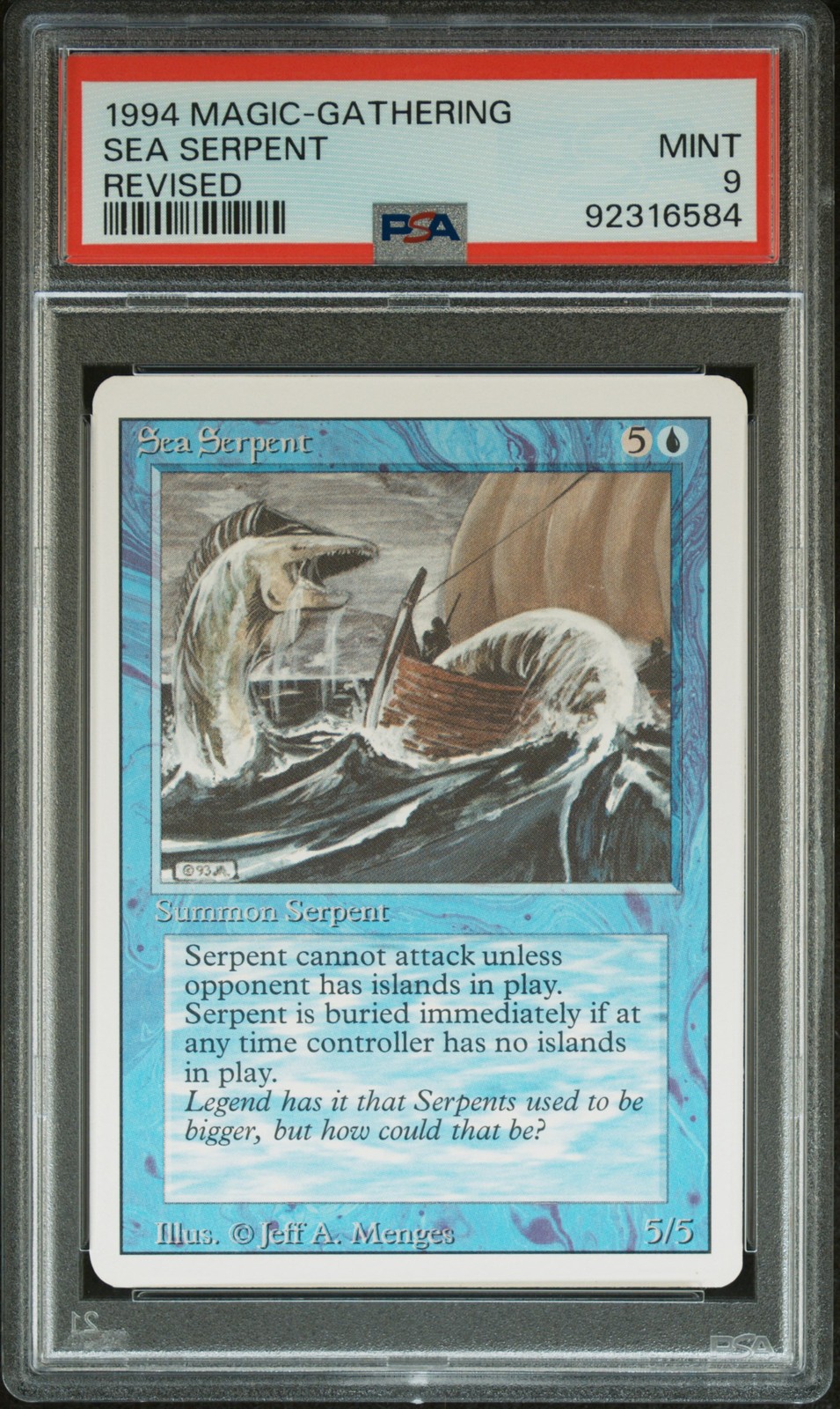 1994 Magic The Gathering Revised Edition Sea Serpent PSA 9