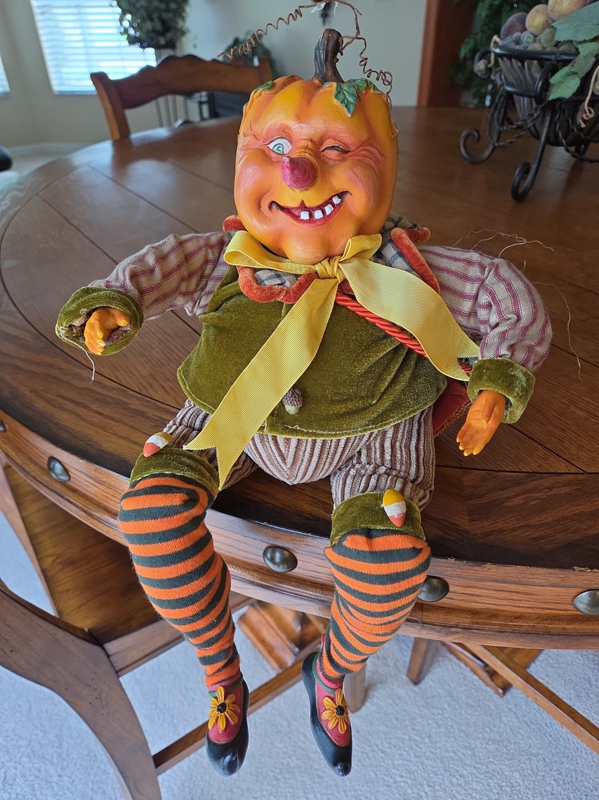 VTG Winward Holidays Pumpkin Head Doll Shelf Sitter 18\