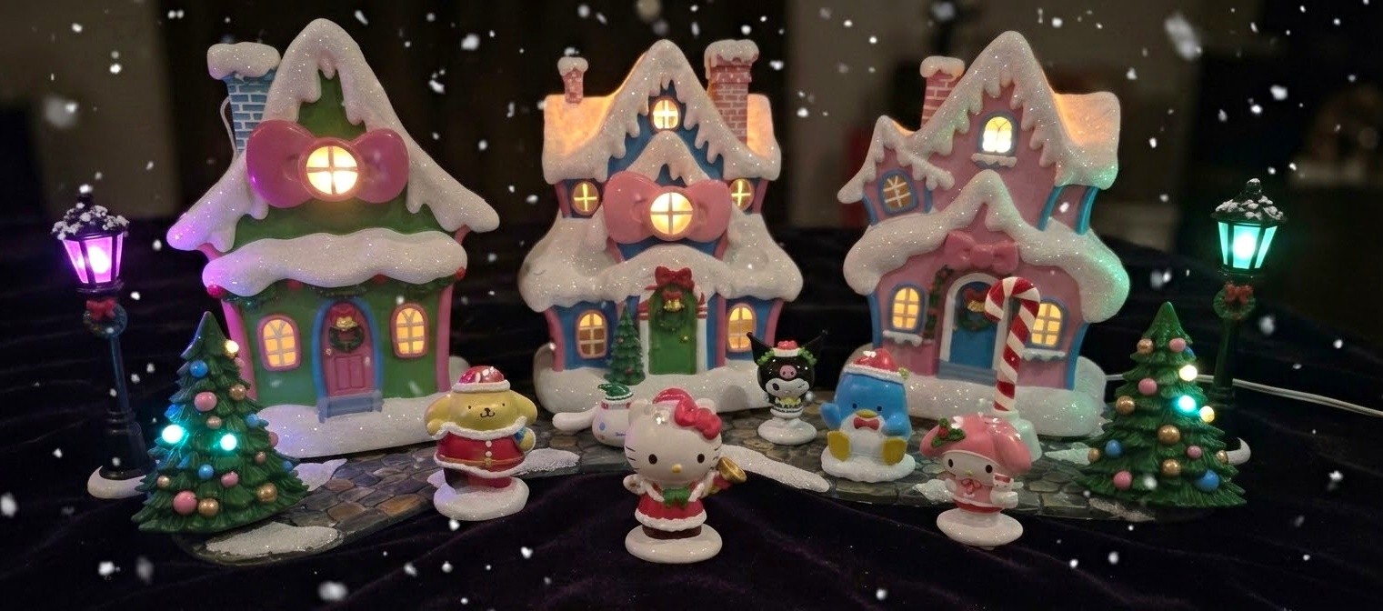 Hello Kitty And Friends Lighted Musical Christmas Village 13pc Ceramic Set