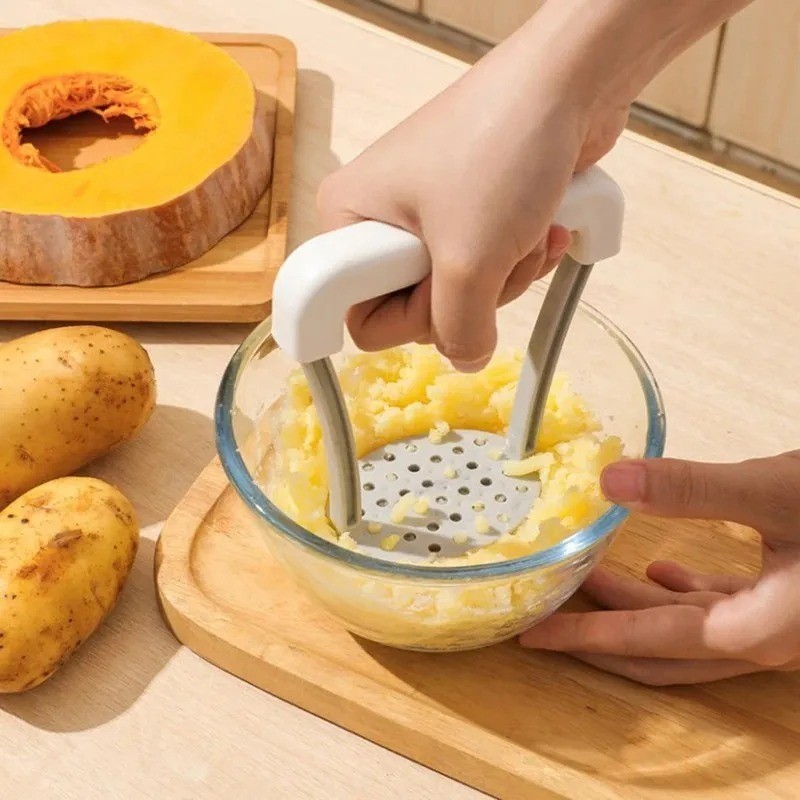 Manual Potato Masher with Handle - Vegetable Crusher, Fruit Press Kitchen Tool