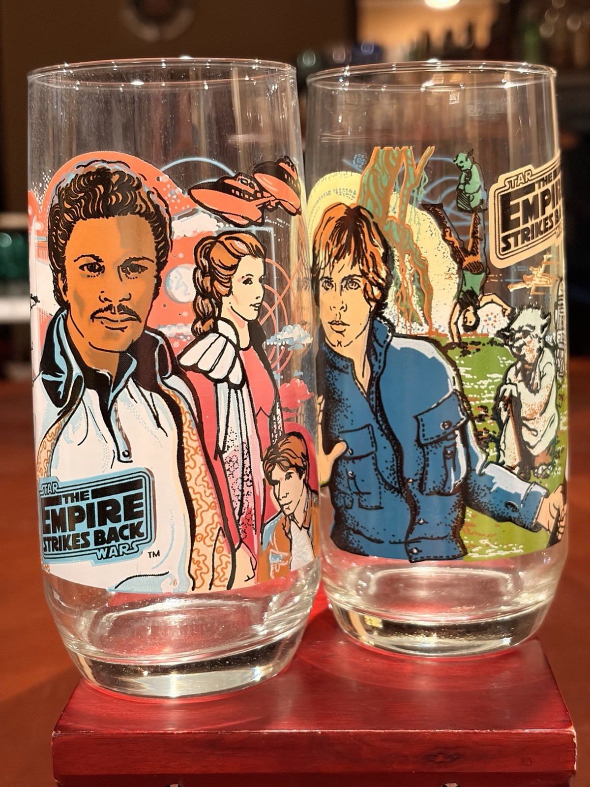 VTG 1980 Star Wars Empire Strikes Back Burger King Glass Tumbler Lot Set of 2