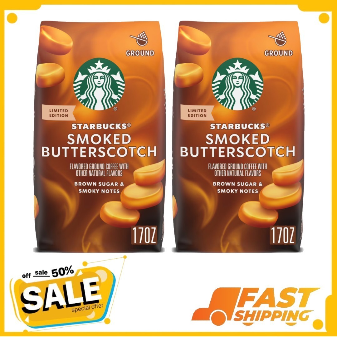 2 Pack Starbucks Smoked Butterscotch Flavored Ground Coffee, 100% Arabica, 17 oz 2 Pack Starbucks Smoked Butterscotch Flavored Ground Coffee, 100% Arabica, 17 oz