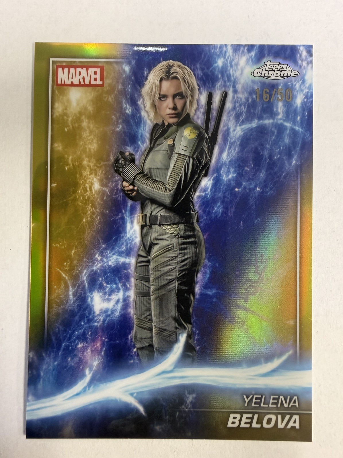2025 Topps Chrome Marvel Studios Yelena Belova True Gold /50 2025 Topps Chrome Marvel Studios Yelena Belova True Gold /50