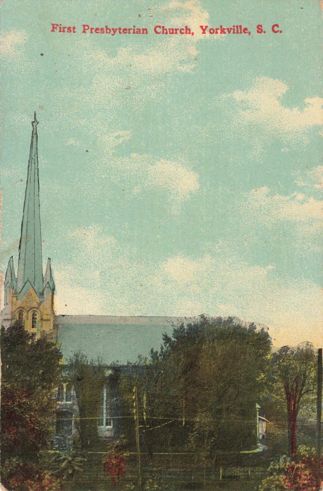 First Presbyterian Church Yorkville South Carolina SC 1916 Postcard
