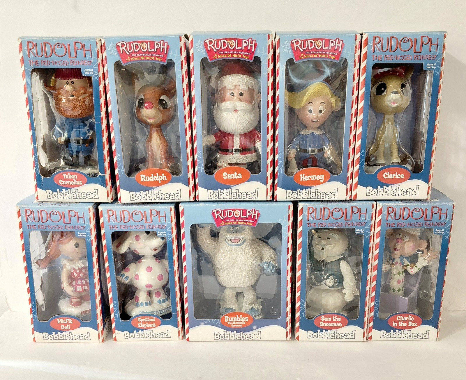 10-piece vintage Rudolph the Red-Nosed Reindeer Misfit Toys Bobbleheads
