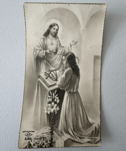 Antique 1930-50s Catholic Catholic Holy Card 1st Communion Girl/Jesus Italy A/86 Antique 1930-50s Catholic Catholic Holy Card 1st Communion Girl/Jesus Italy A/86