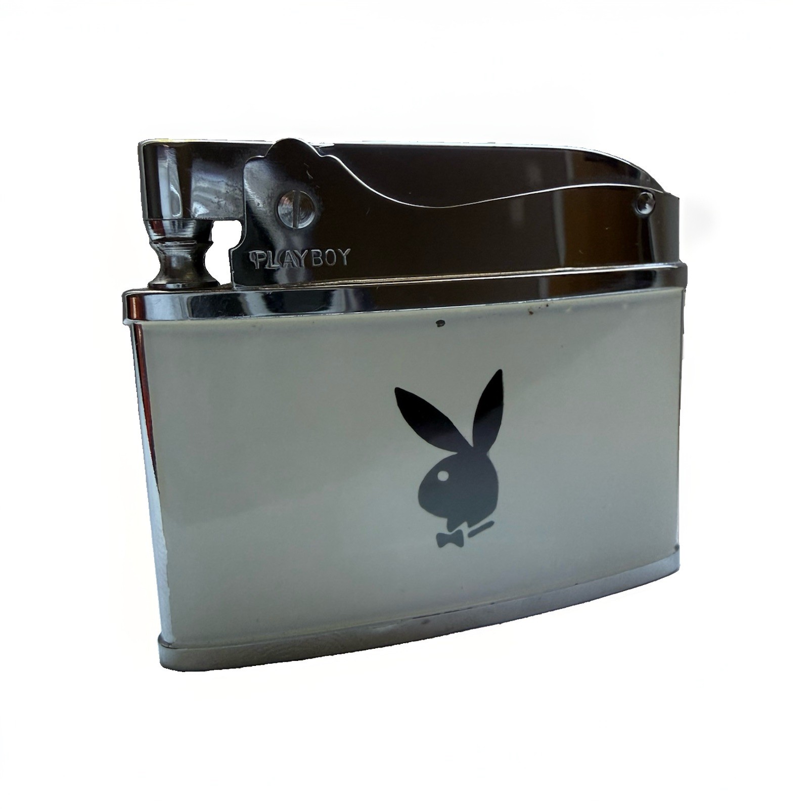Vintage Playboy Bunny White/Ivory Enamel & Chrome Pocket Lighter Vintage Playboy Bunny White/Ivory Enamel & Chrome Pocket Lighter
