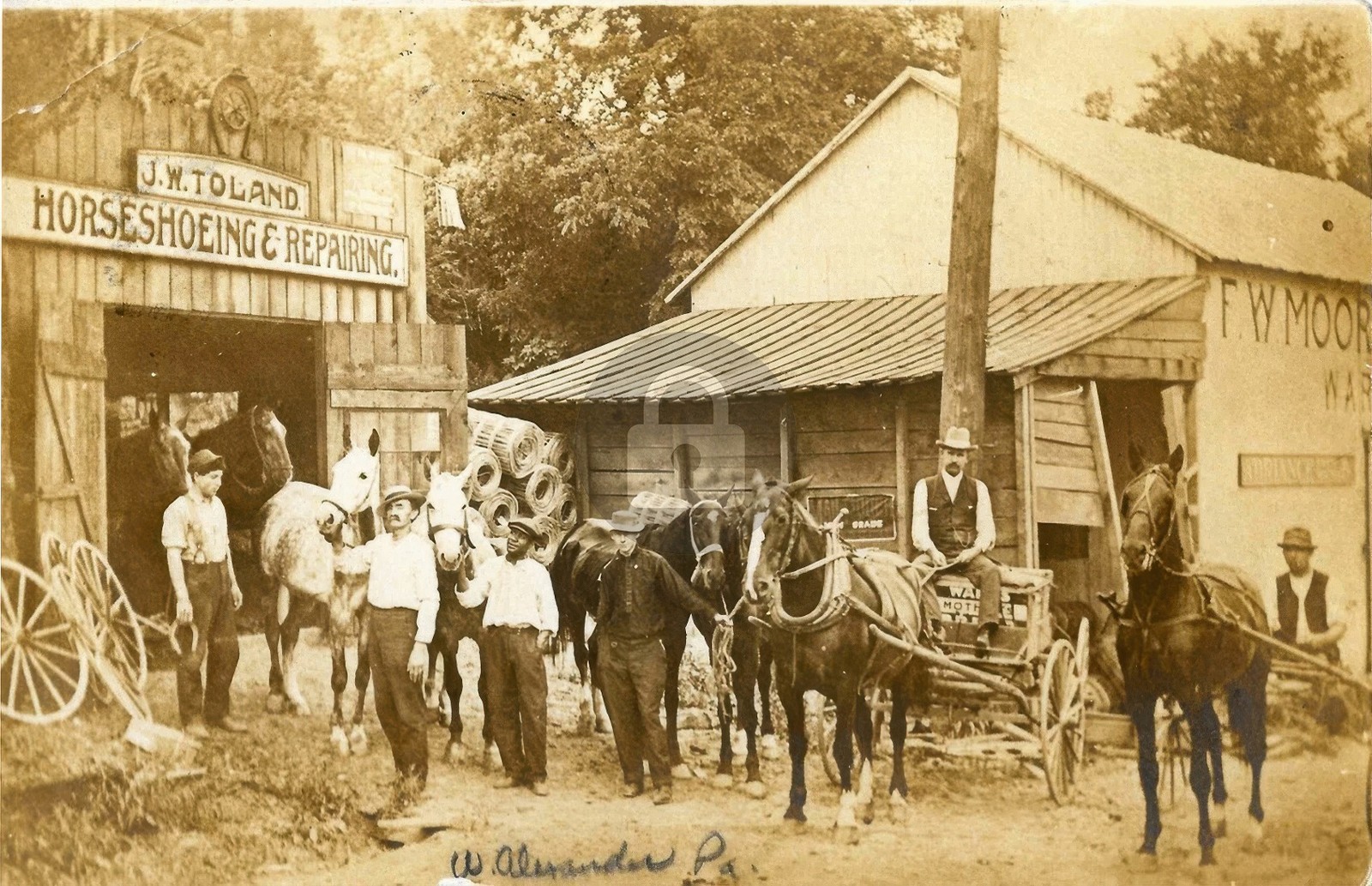 J.J. Toland Horseshoeing & Repairing West Alexander PA 1909 RPPC Postcard COPY