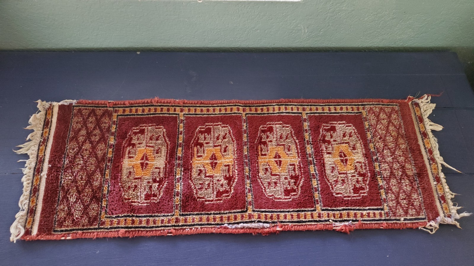 Antique Hand Knotted Small Wool Table Runner/Rug 27x9,5\ Antique Hand Knotted Small Wool Table Runner/Rug 27x9,5\