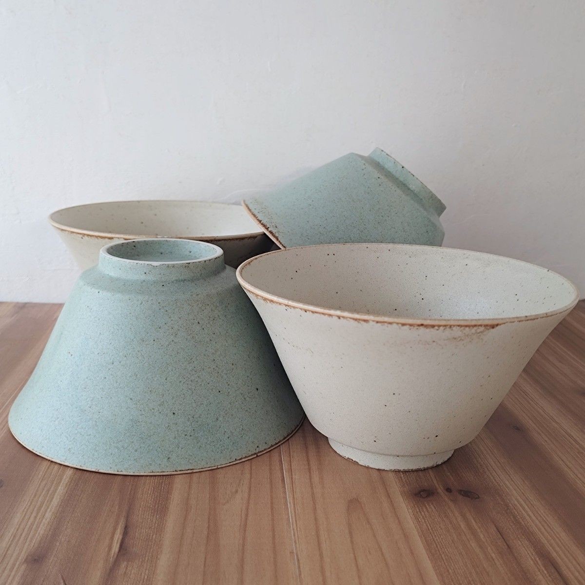Set of 4 Japanese Mino Ware Plain Matte Bowls Dia:6.77