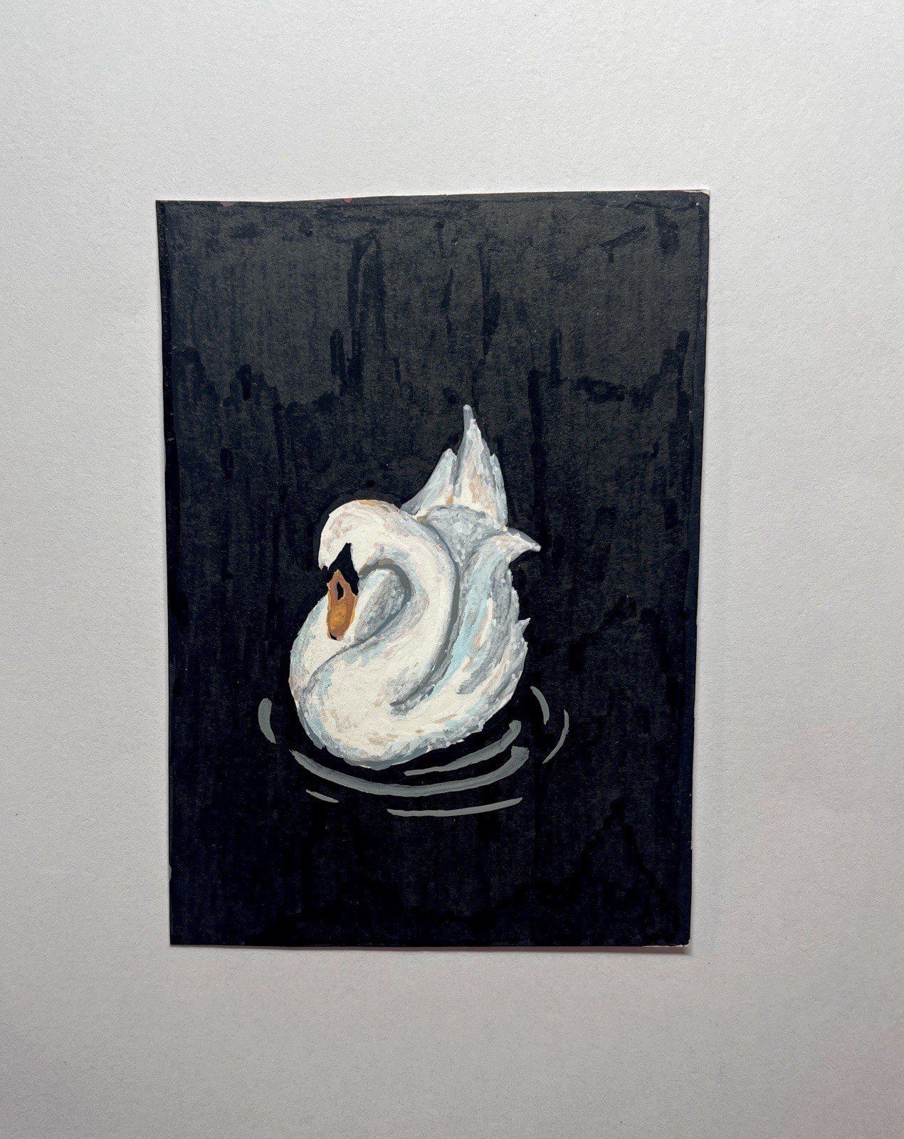 ACEO Original “Solitary Swan” Mini Painting Artist Card moonjellycreations