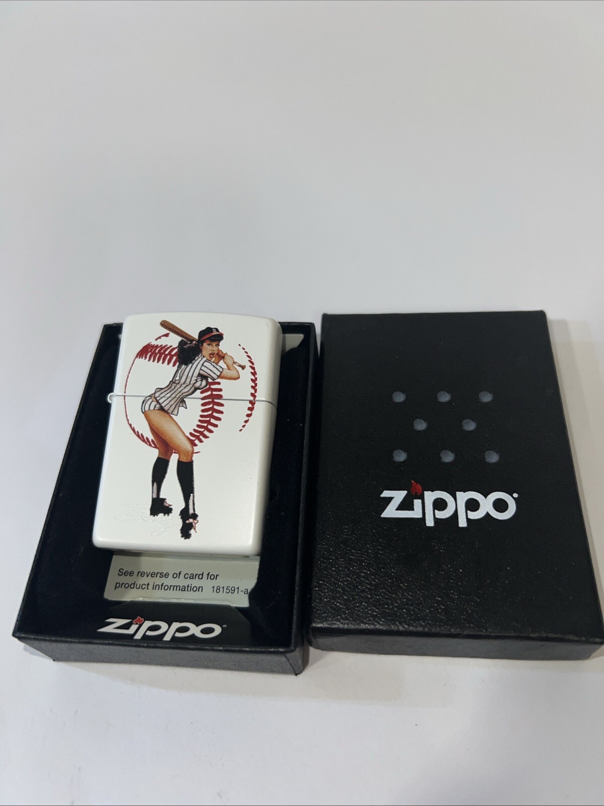 Zippo Lighter Artist Olivia De Beradinis Betty Page Baseball Rare HTF Zippo Lighter Artist Olivia De Beradinis Betty Page Baseball Rare HTF