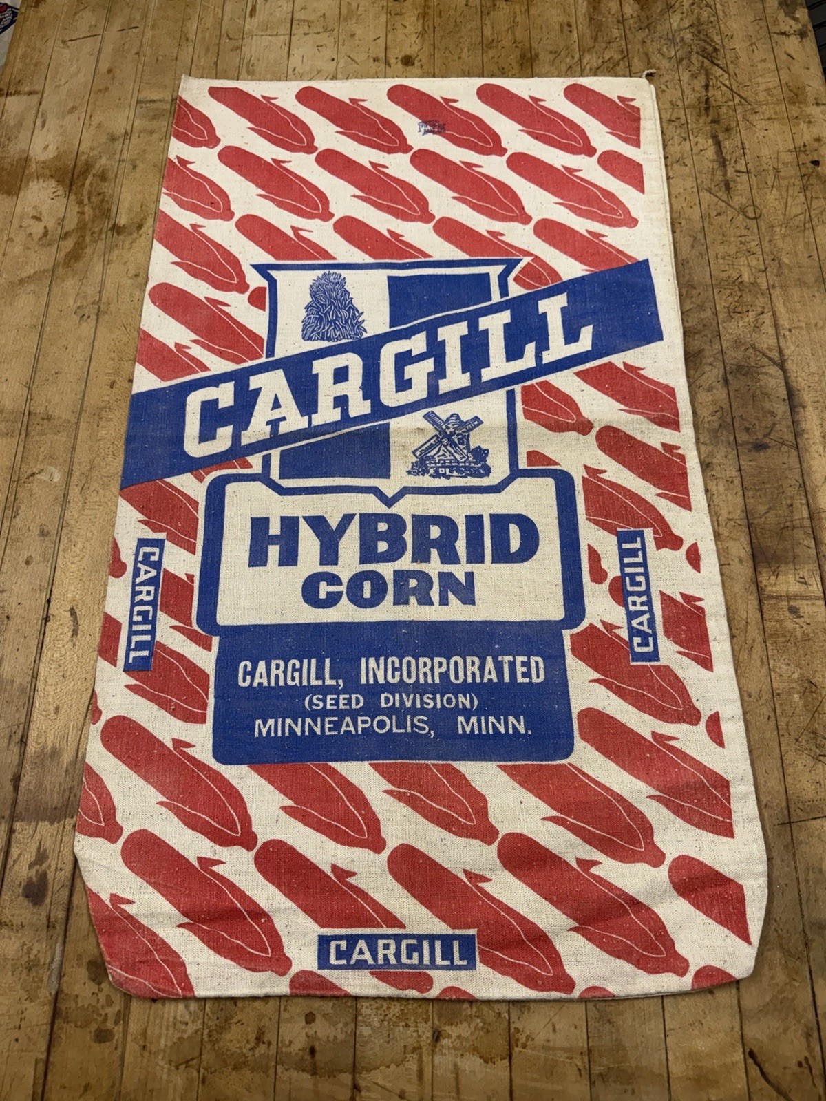 Vintage Cargill Hybrid Seed Corn Cloth Bag Farm Feed Sack Minneapolis MN