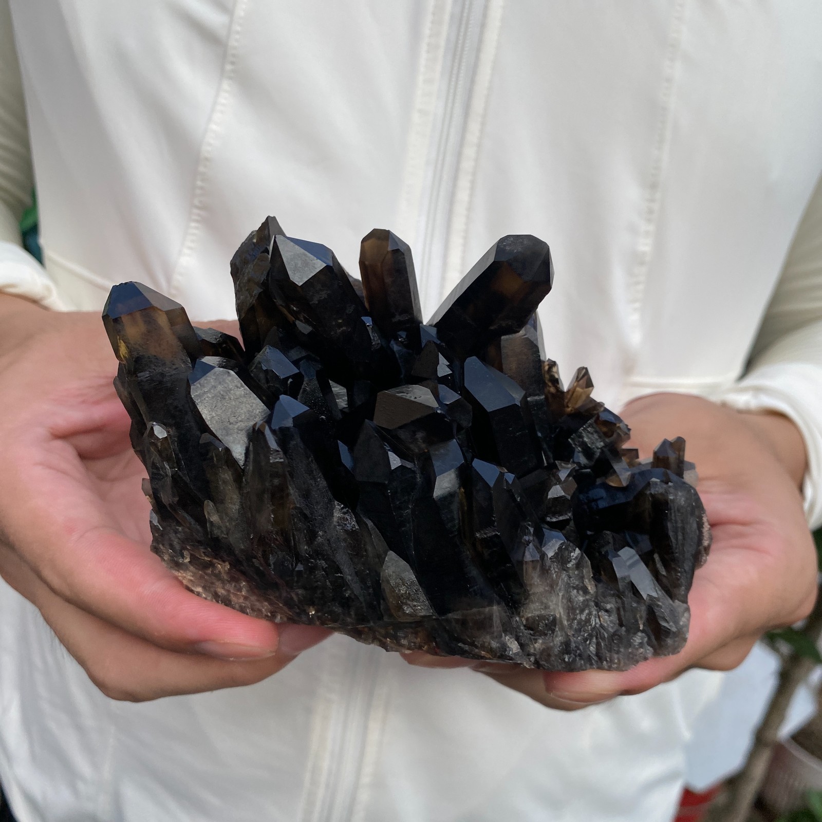 1.5lb Natural Black Smoky Quartz Crystal Cluster Specimen healing