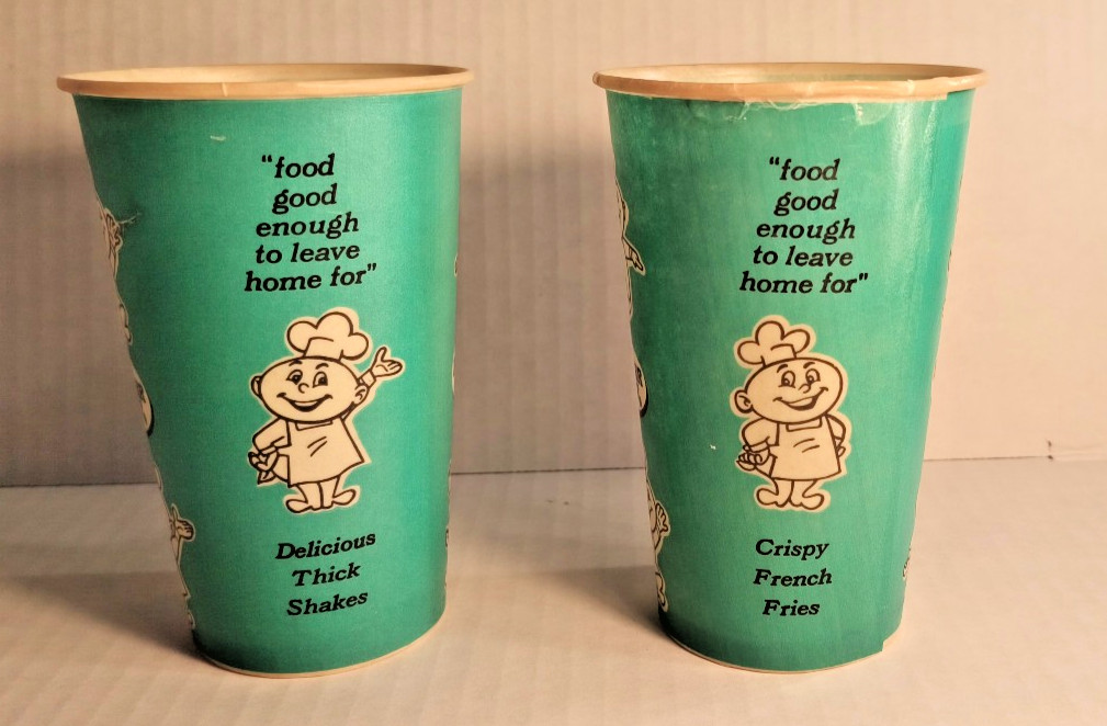 True vintage blue Burger Chef waxed cups- 2 for 1 good condition