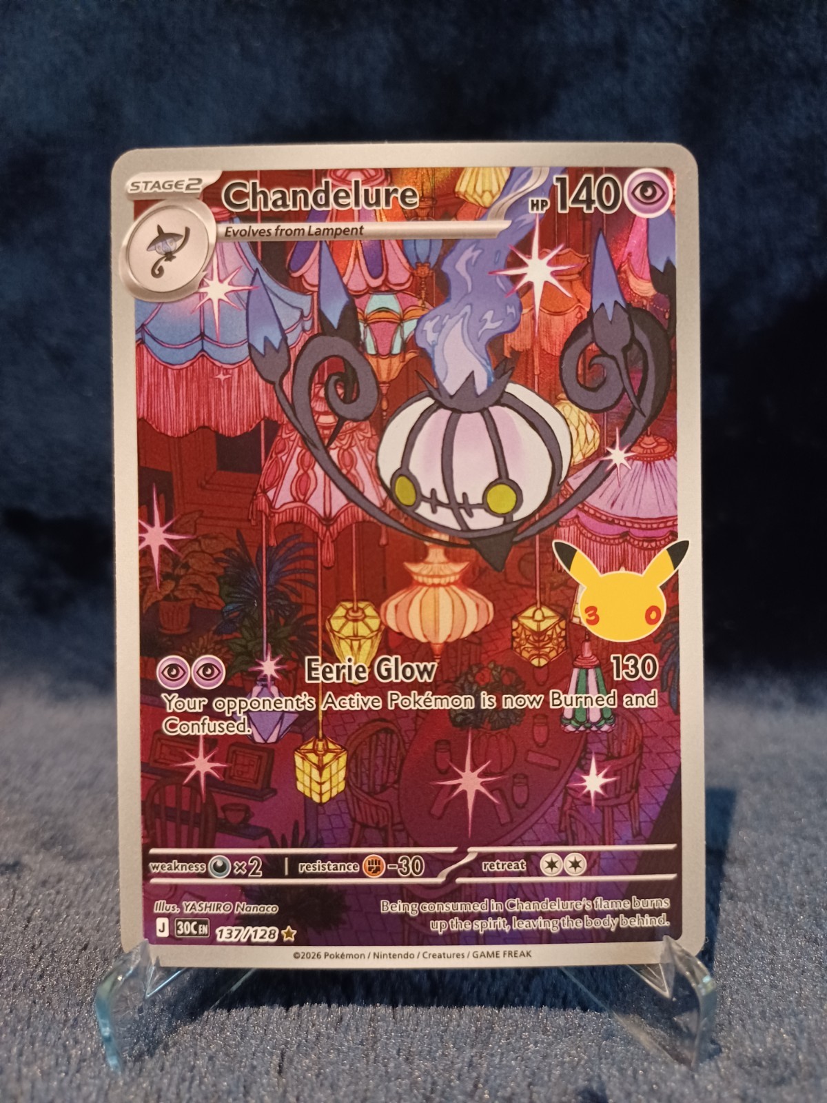Chandelure 137/128 30th Anniversary Illustration Rare Full Art Holo Pokémon TCG Chandelure 137/128 30th Anniversary Illustration Rare Full Art Holo Pokémon TCG