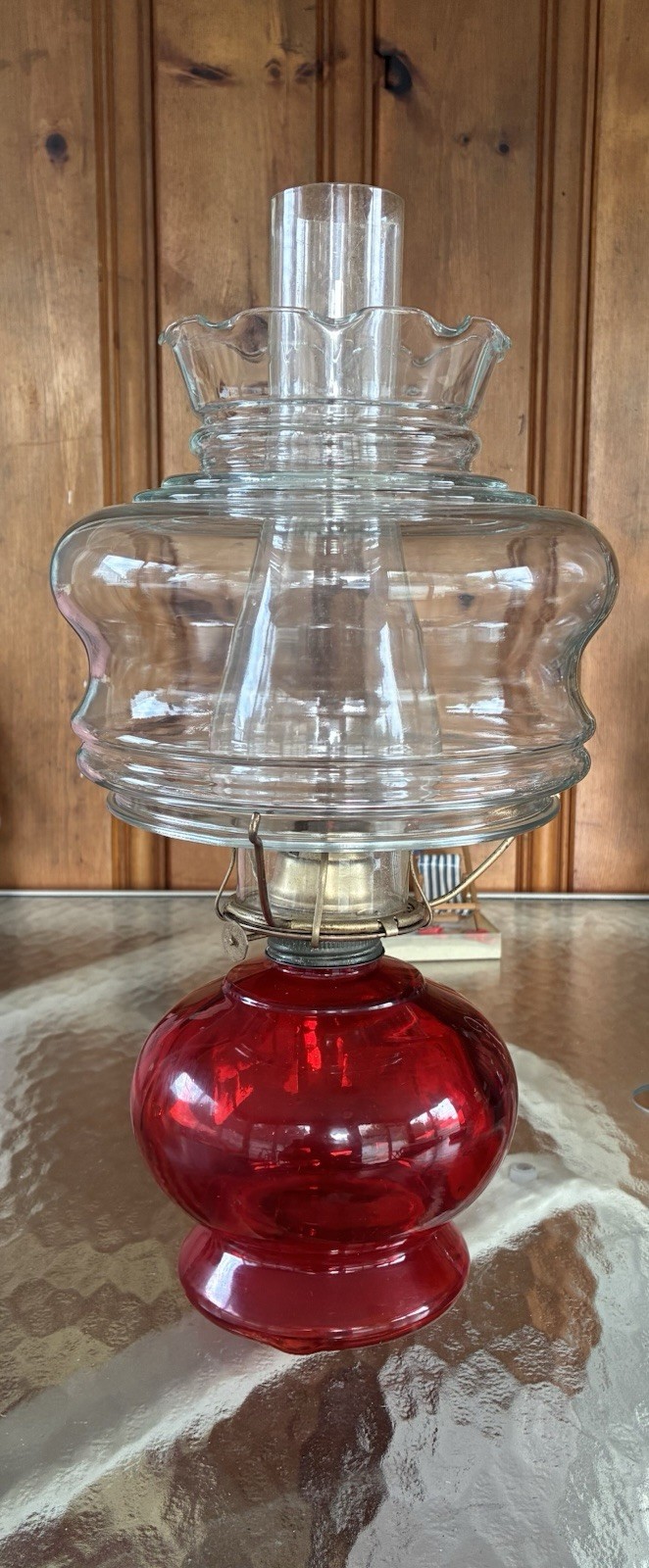 Antique P&A Risdon Eagle Oil Lamp Red Amberina Flashed Glass With Ruffled Shade Antique P&A Risdon Eagle Oil Lamp Red Amberina Flashed Glass With Ruffled Shade