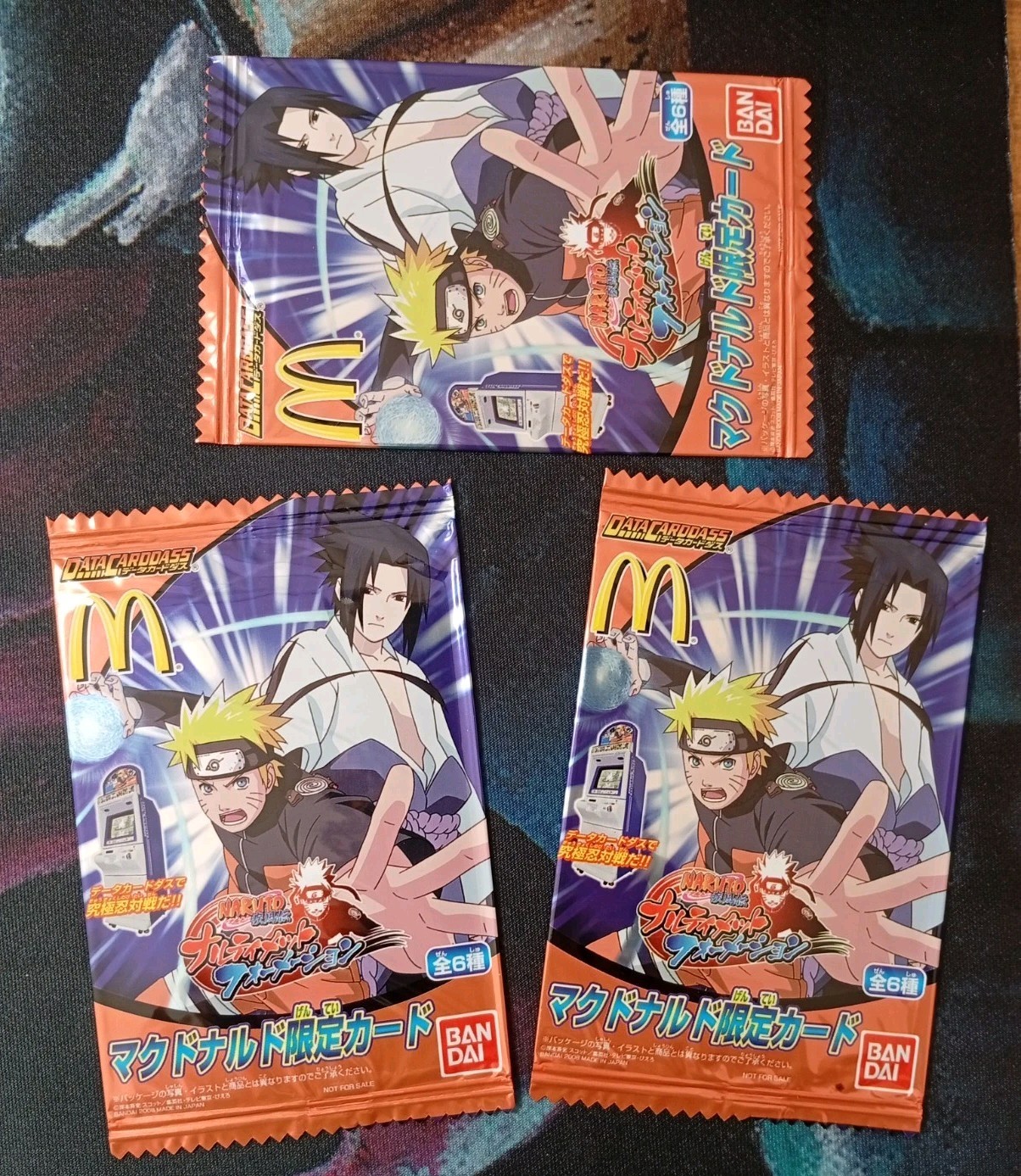 3x SEALED Bandai NARUTO 2008 Booster Packs MCDONALD' S Promo DATA CARDDASS 