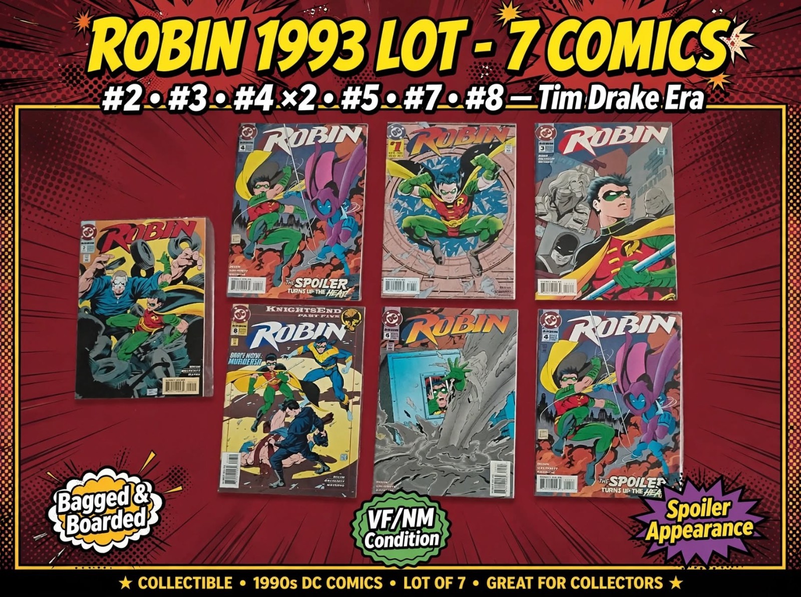 Robin 1993 Lot of 6 Unique + 1 Duplicate #2 #3 #4 #5 #7 #8 Tim Drake Spoiler