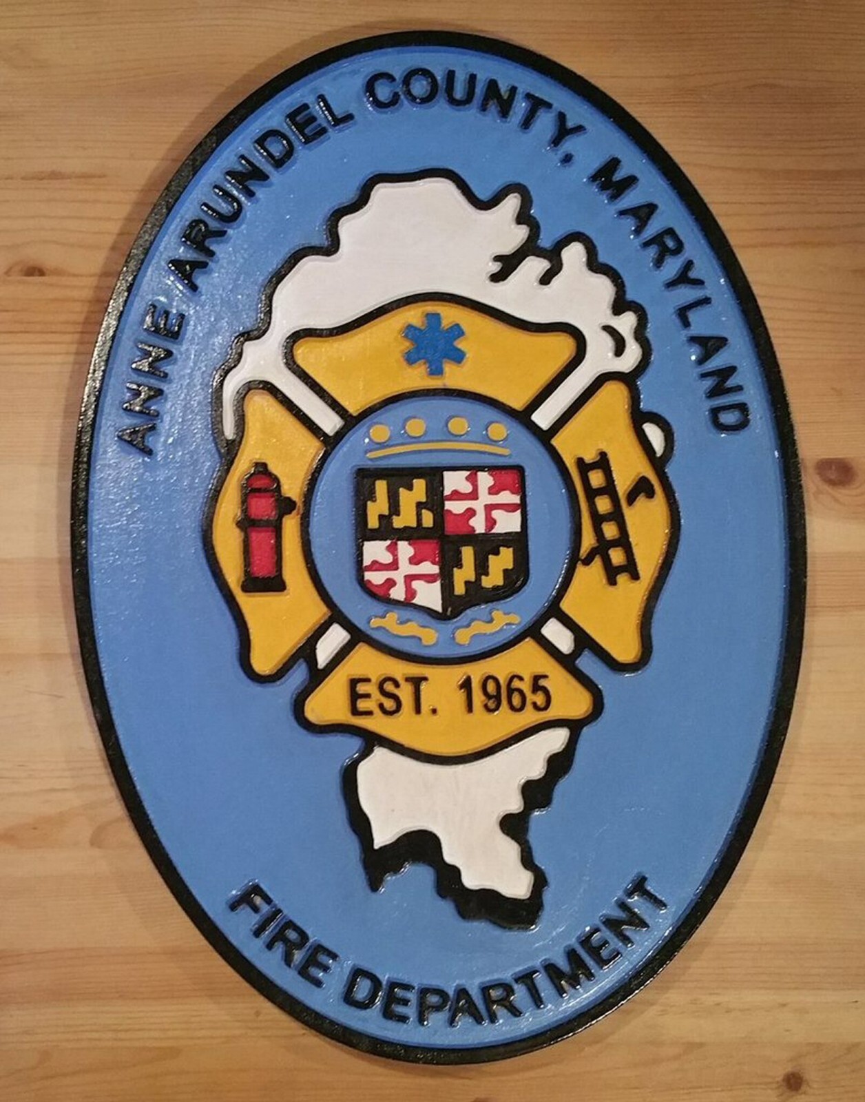 Fire Department Anne Arundel County 3D routed wood patch plaque sign Custom