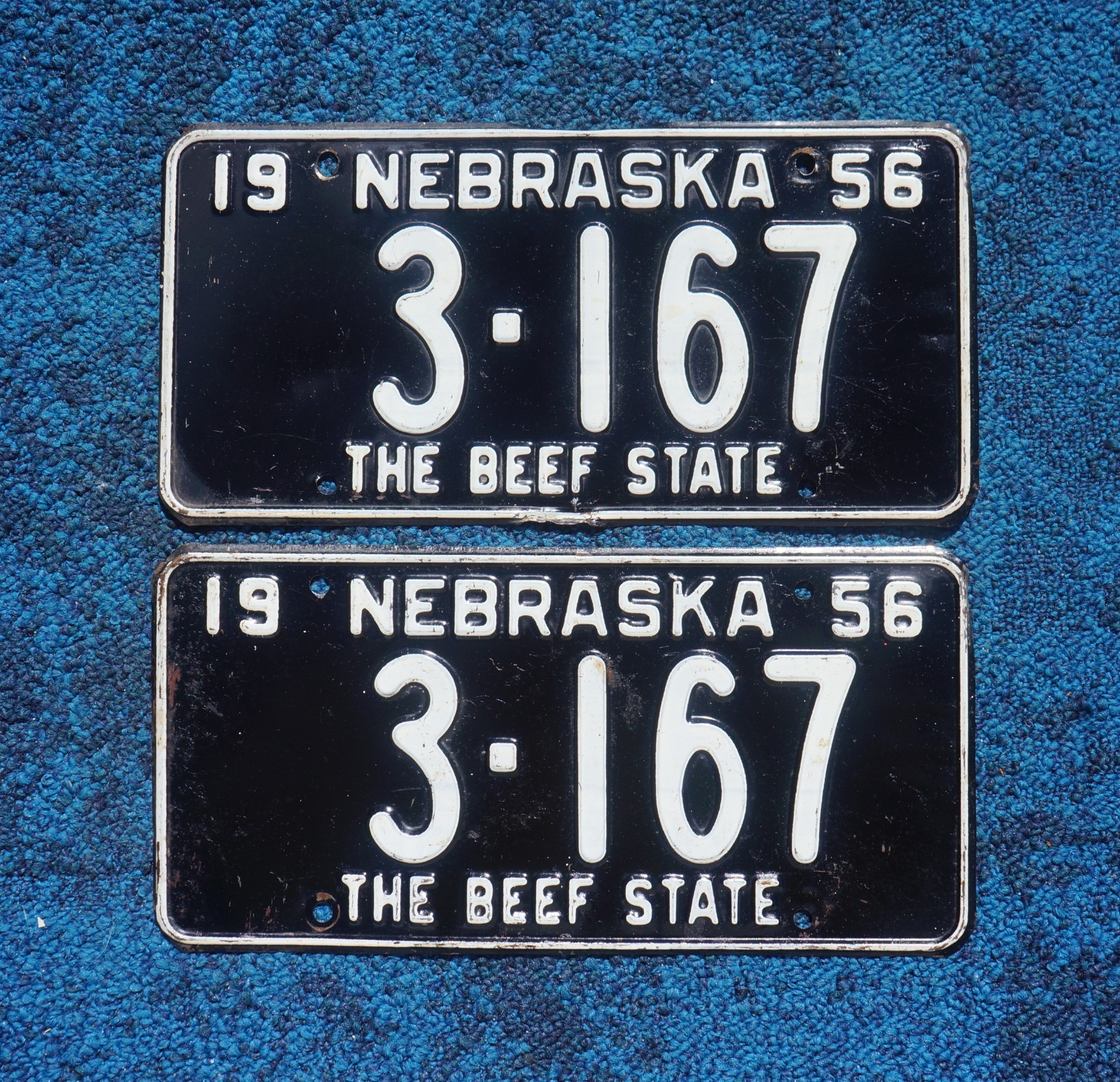 1956 NEBRASKA License Plate Plates PAIR / SET 1956 NEBRASKA License Plate Plates PAIR / SET